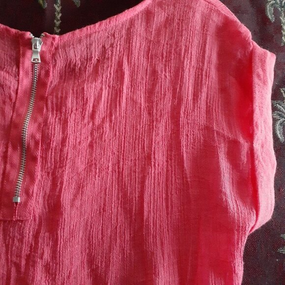Maria Gabrielle Pink Salmon Cool Gauze Blouse Back Metal Reverse Sewn Zipper L - Picture 5 of 11